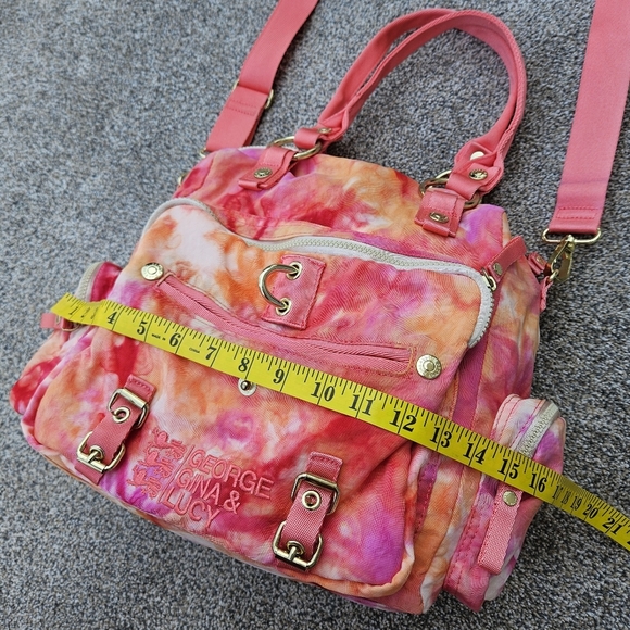 George Gina & Lucy Gimmetall Pink Orange Tye Dye Patterned Bag Crossbody Purse - Picture 9 of 16